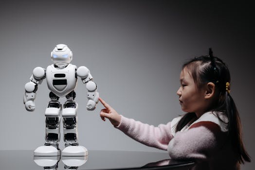 pexels-photo-8294677-8294677 A young girl engaging with a robotic toy, highlighting curiosity and innovation.
